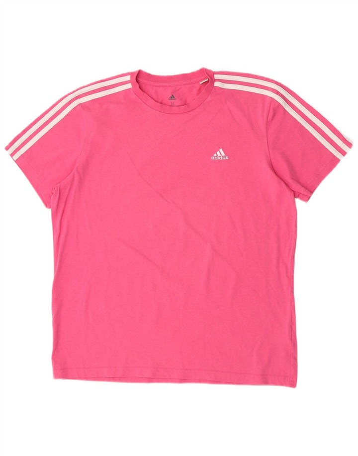 Adidas Womens T-Shirt Top UK 12/14 Medium Pink Cotton