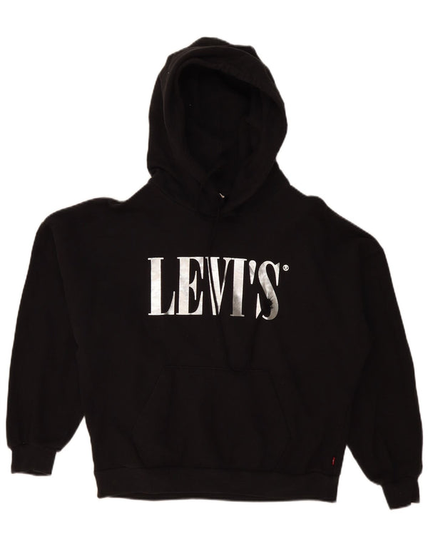 Levi's Womens Graphic Oversized Hoodie Jumper UK 6 XS Black