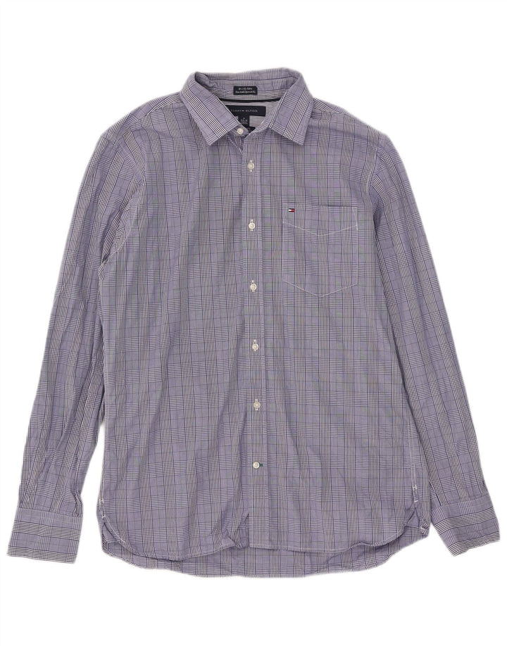 Tommy Hilfiger Mens Custom Fit Shirt Size 15 1/2 16 Medium Blue Check