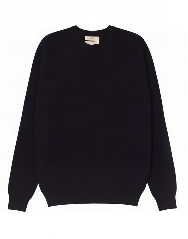 Marks & Spencer Mens Crew Neck Jumper Sweater Medium Navy Blue Cotton