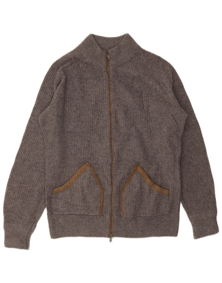 MASSIMO DUTTI Mens Cardigan Sweater Large Grey Wool
