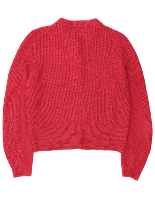 Marks & Spencer Womens Crop Cardigan Sweater UK 12 Medium Pink Acrylic