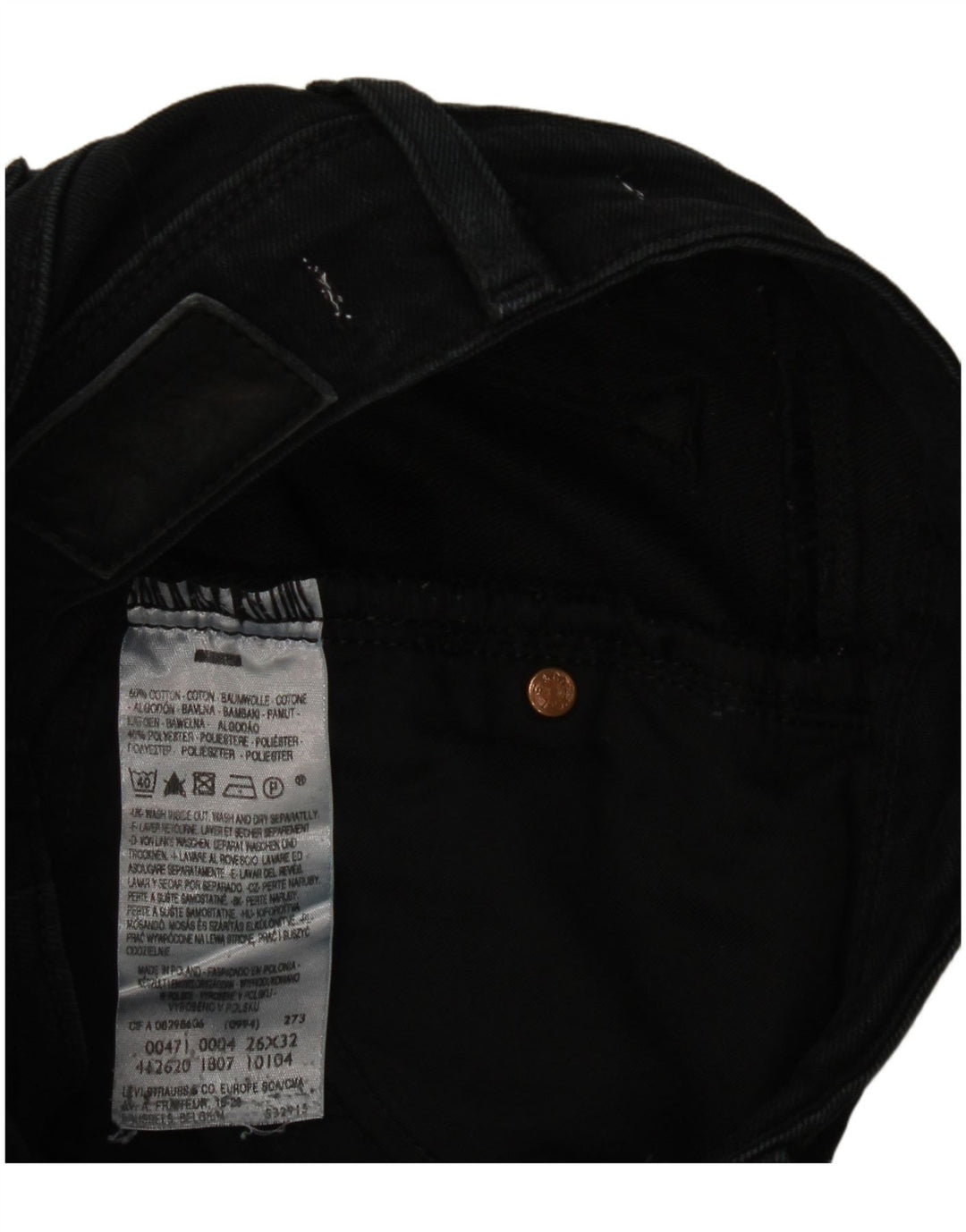 Levi's Womens 471 Slim Jeans W26 L28 Black Cotton
