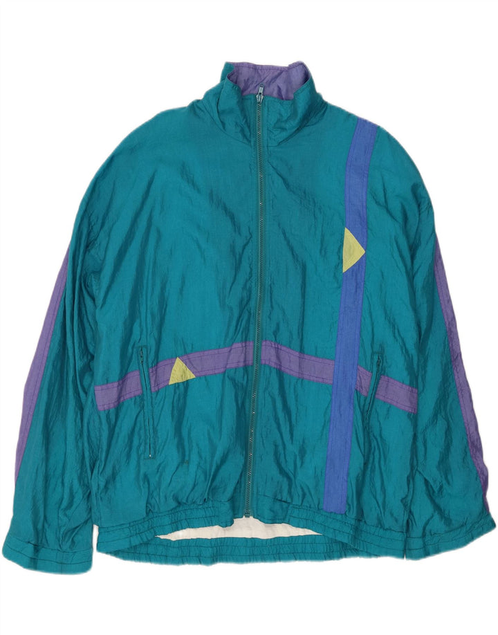 GOLDEN TEAM Mens Tracksuit Top Jacket XL Turquoise Colourblock Polyamide Vintage Golden Team and Second-Hand Golden Team from Messina Hembry 