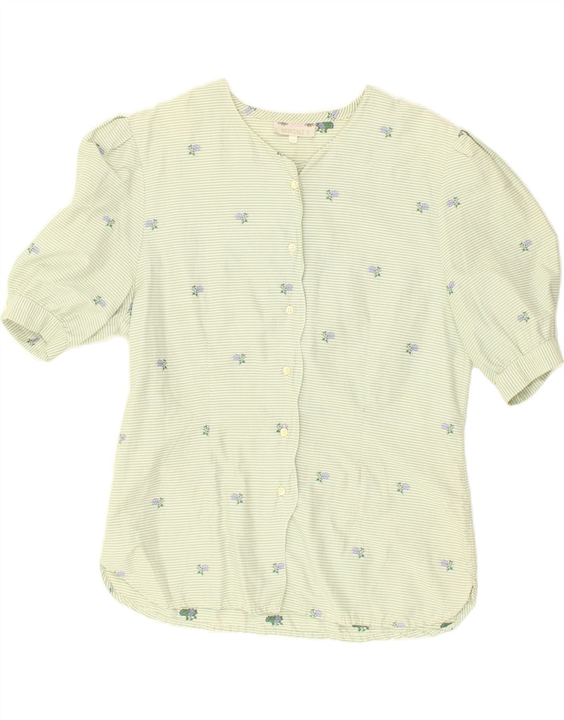 DIANA BENTALLS Womens Short Sleeve Shirt Blouse UK 14 Medium Green Floral | Vintage Diana Bentalls | Thrift | Second-Hand Diana Bentalls | Used Clothing | Messina Hembry 