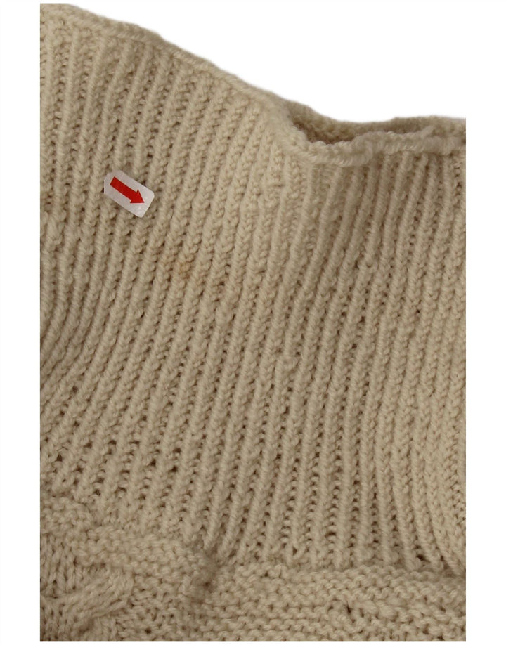 Vintage Womens Crop Roll Neck Jumper Sweater UK 20 2XL Off White