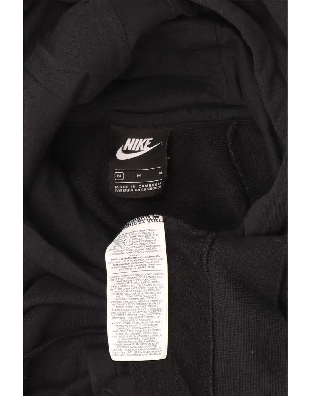 Nike Womens Oversized Hoodie Jumper UK 14 Medium Black Cotton