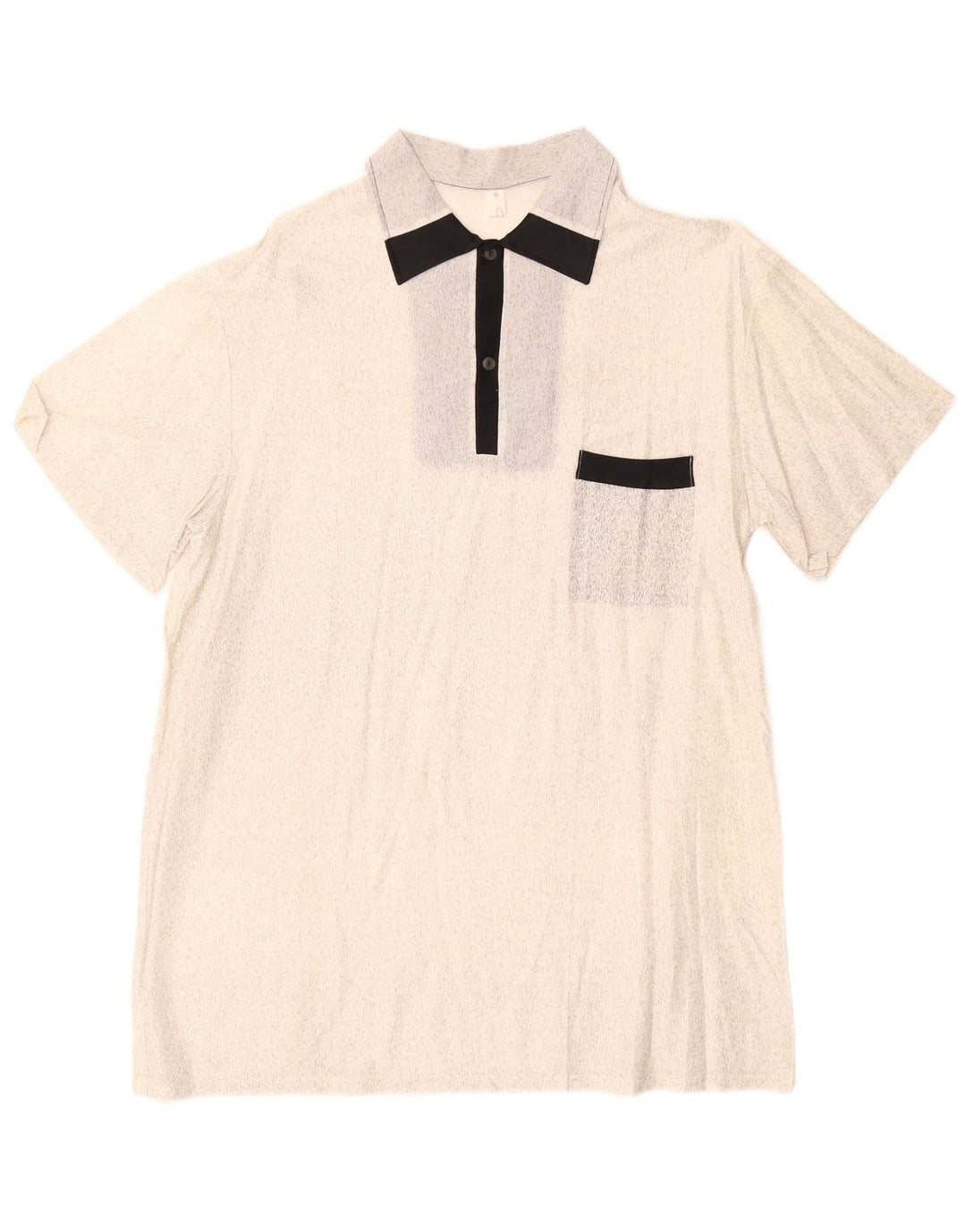 Vintage Mens Short Sleeve Pullover Shirt IT 52 Large Off White Flecked