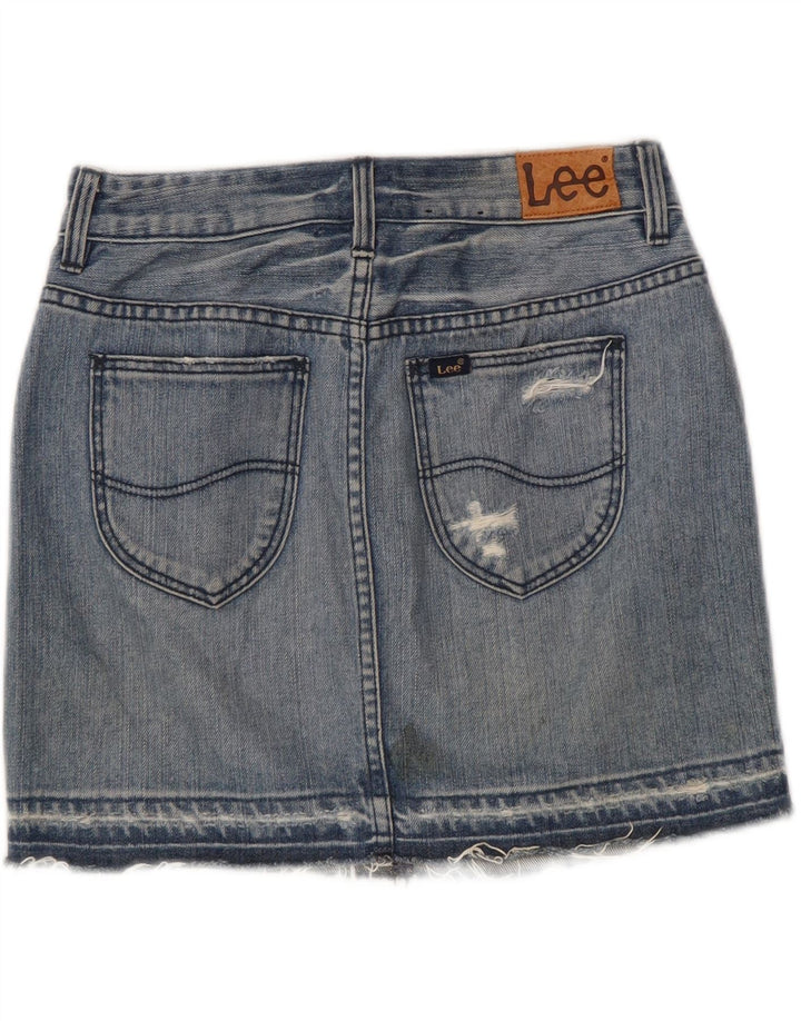 Lee Womens Distressed Denim Skirt US 7 Medium W28 Blue Cotton