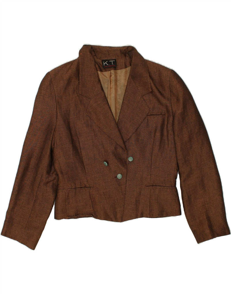 VINTAGE Womens Crop 1 Button Blazer Jacket UK 12 Medium Brown | Vintage Vintage | Thrift | Second-Hand Vintage | Used Clothing | Messina Hembry 