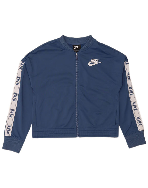 Nike Boys Graphic Tracksuit Top Jacket 12-13 Years Large Blue Colourblock