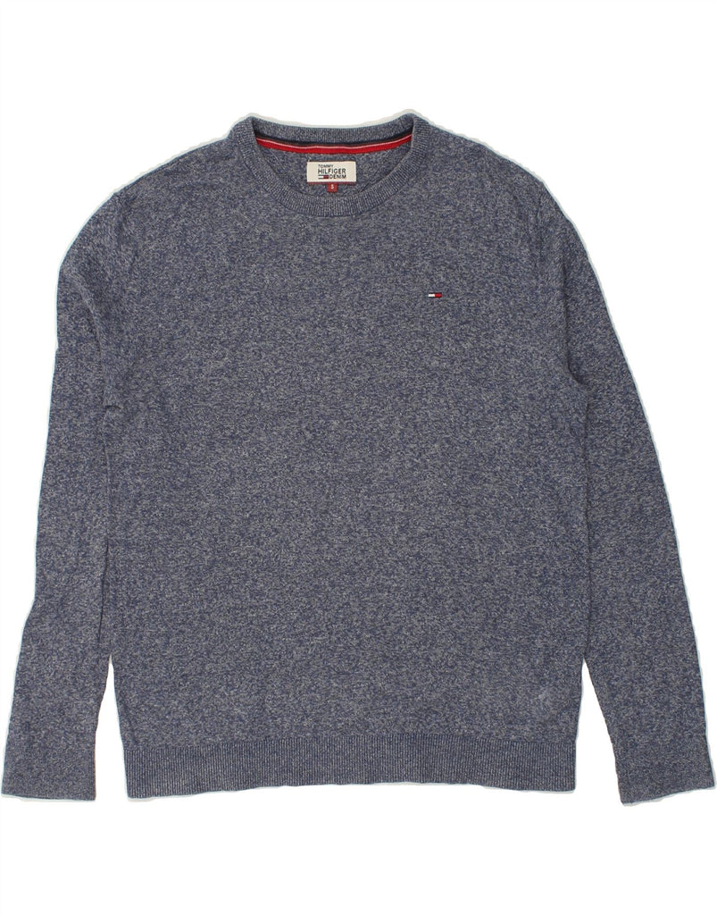 TOMMY HILFIGER Mens Crew Neck Jumper Sweater Small Blue Flecked Cotton | Vintage Tommy Hilfiger | Thrift | Second-Hand Tommy Hilfiger | Used Clothing | Messina Hembry 