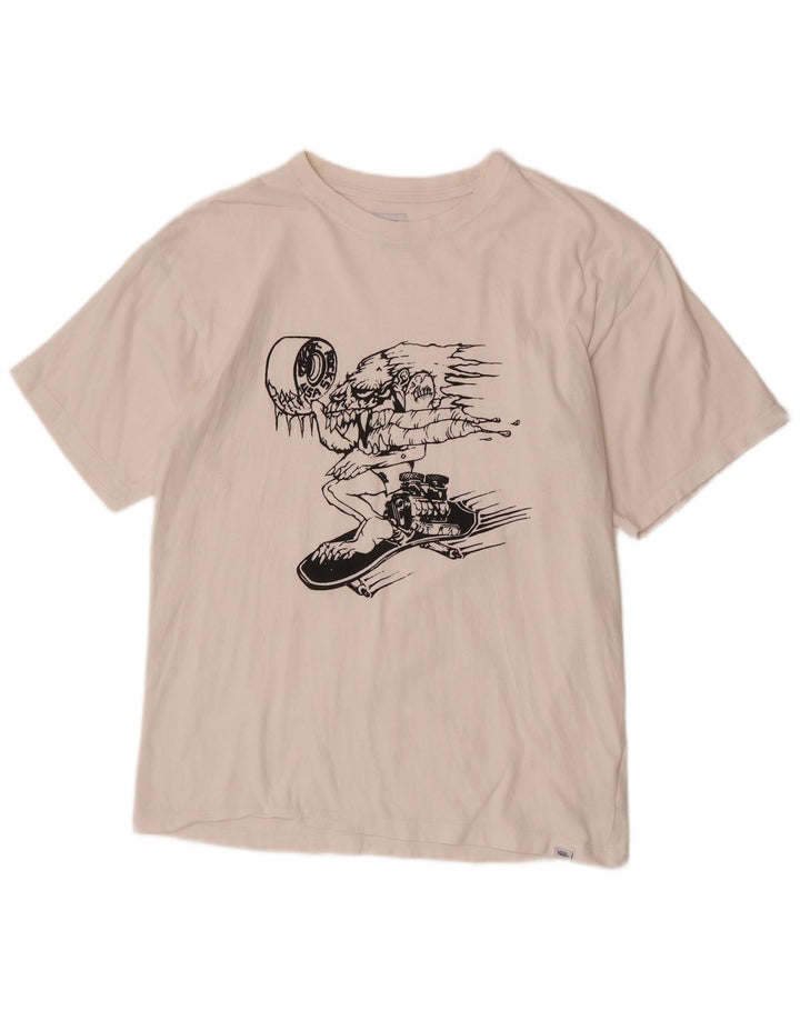 Vans Mens Regular Graphic T-Shirt Top Medium White Cotton