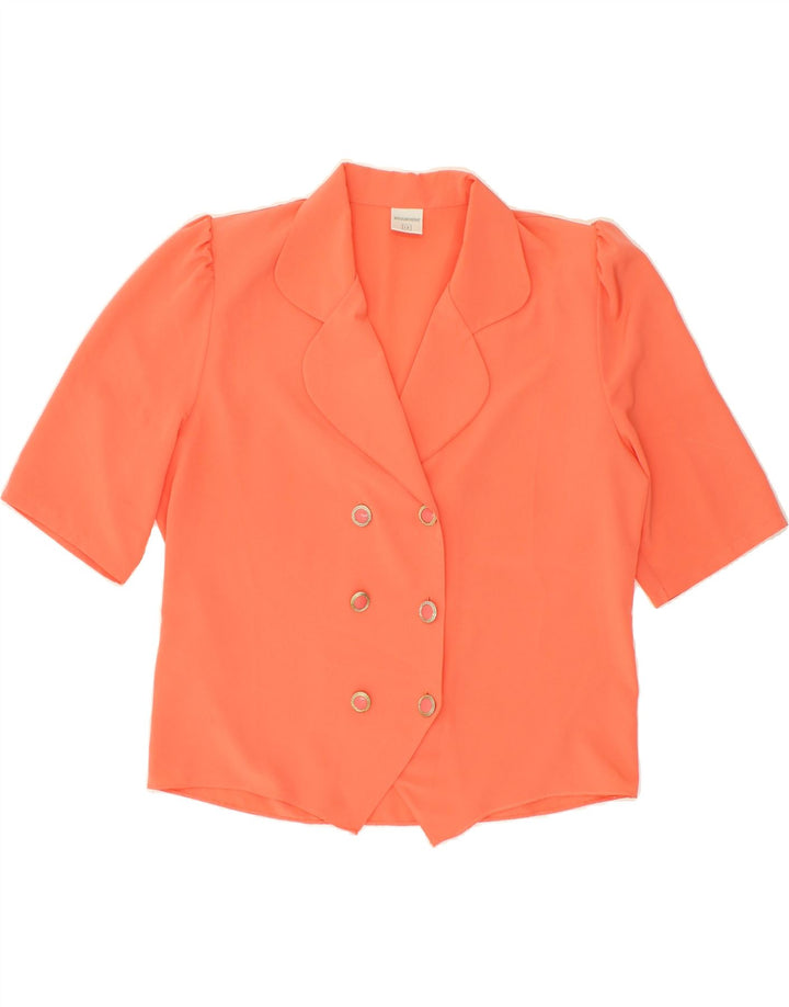 VINTAGE Womens Short Sleeve Blazer Jacket UK 12 Medium Orange Polyester Vintage Vintage and Second-Hand Vintage from Messina Hembry 