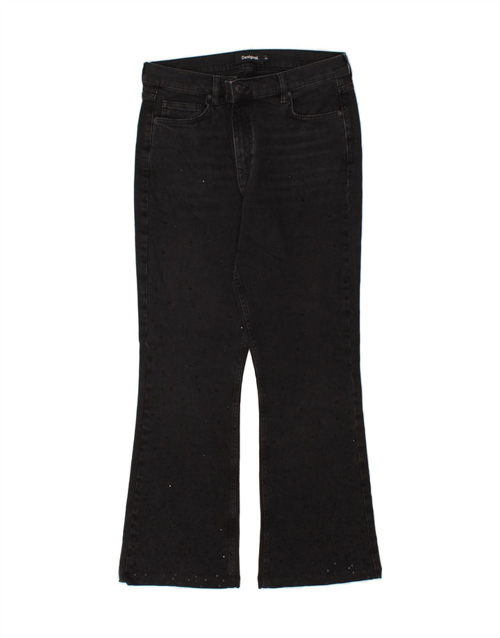 DESIGUAL Womens Bootcut Jeans EU 42 Large W33 L28 Black Spotted Cotton Vintage Desigual and Second-Hand Desigual from Messina Hembry 