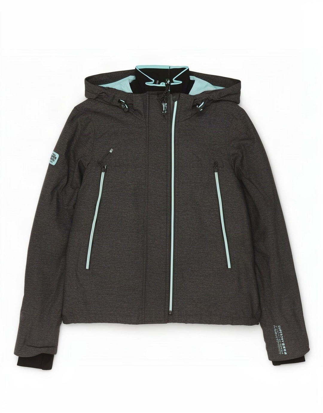 Superdry Womens Hooded Rain Jacket UK 16 Large Grey Nylon