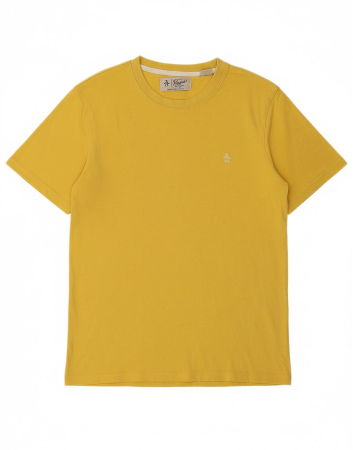 PENGUIN Mens T-Shirt Top Small Yellow Cotton