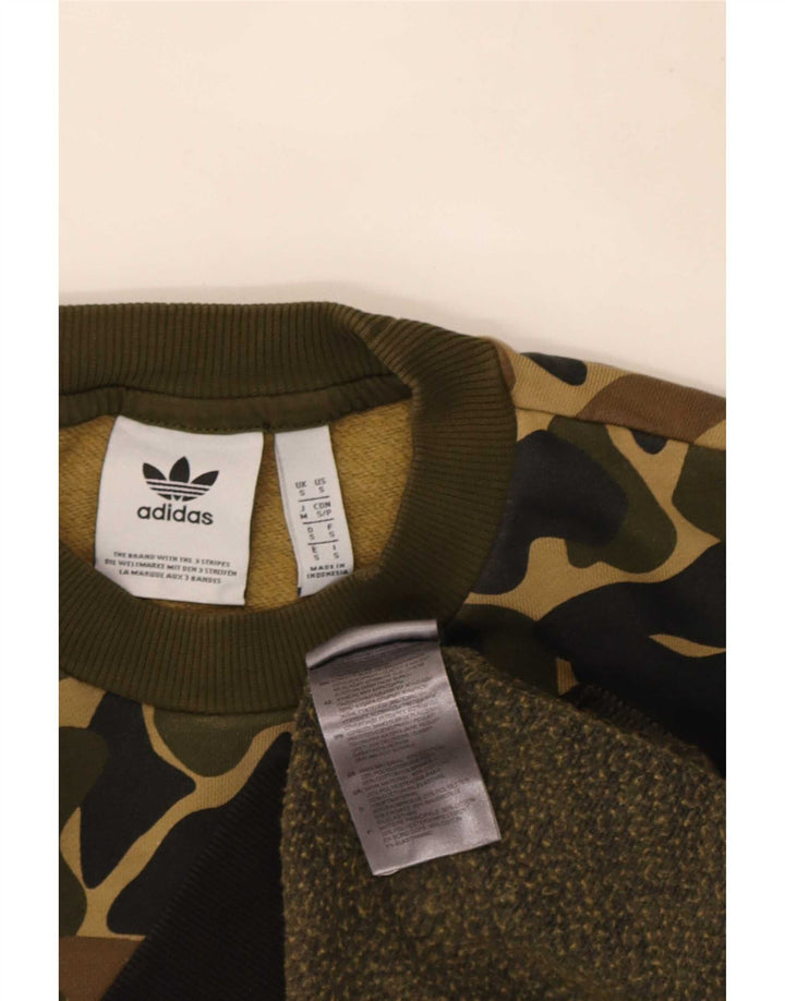 Adidas Mens Sweatshirt Jumper Small Khaki Camouflage Cotton