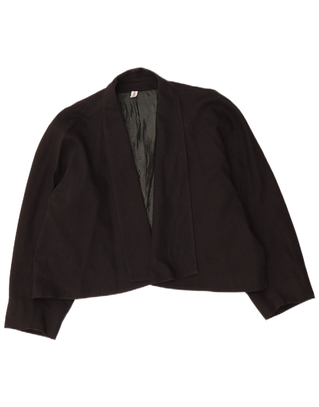 Vintage Womens Crop Open Blazer Jacket IT 48 XL Black