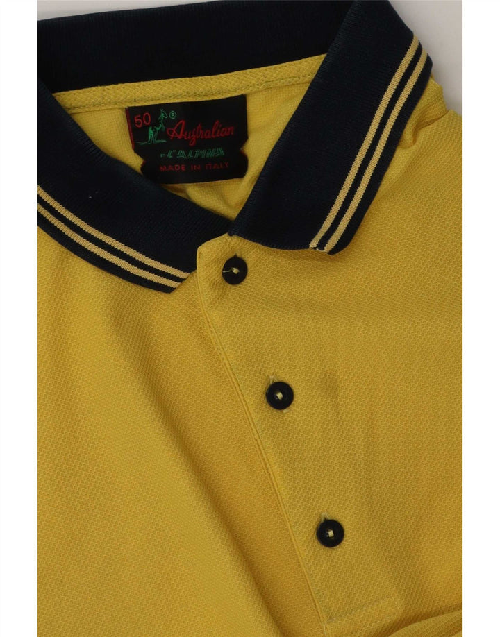 AUSTRALIAN L'ALPINA Mens Polo Shirt Medium Yellow Polyester
