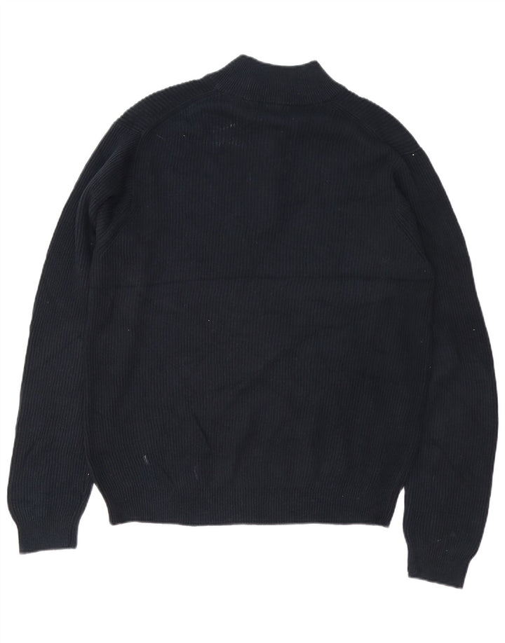 IZOD Mens Zip Neck Jumper Sweater Medium Black Cotton