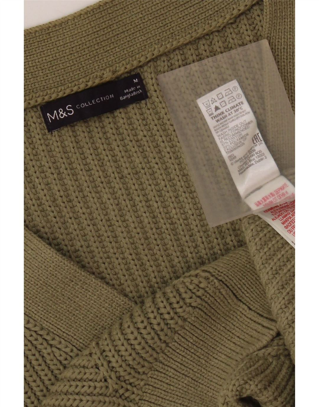 Marks & Spencer Womens Crop Sleeveless Cardigan Sweater UK 14 Medium Khaki