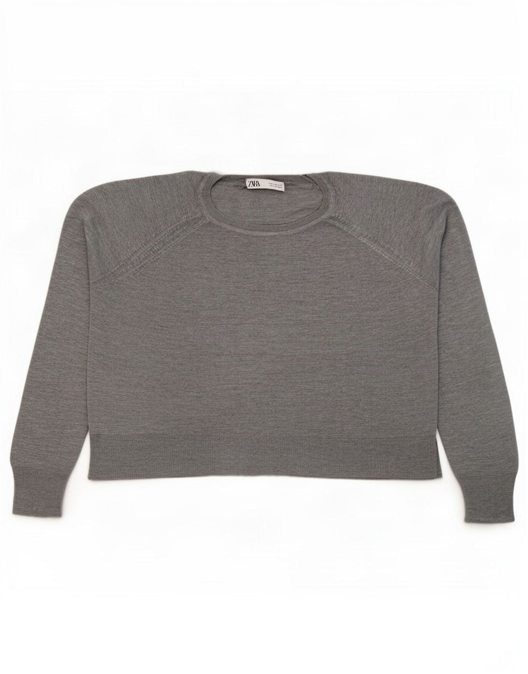 Zara Womens Oversized Crew Neck Jumper Sweater UK 14 Medium Grey Viscose