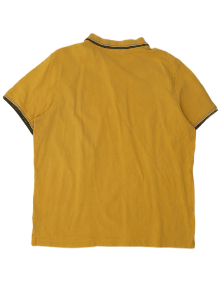 Lotto Mens Polo Shirt Large Yellow Striped Cotton