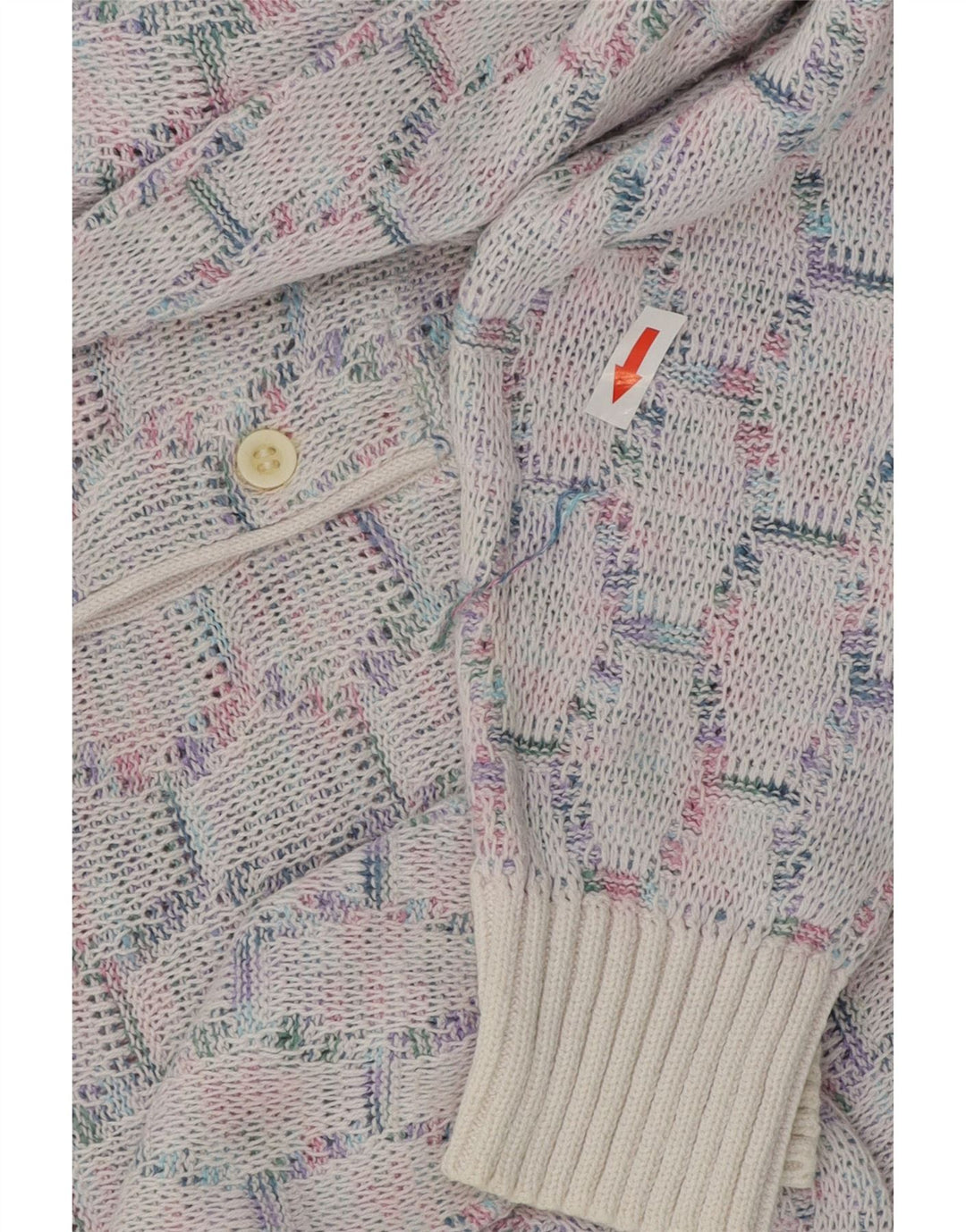 VINTAGE Mens Polo Neck Jumper Sweater Medium Blue Geometric