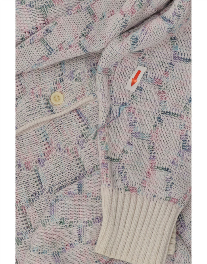 VINTAGE Mens Polo Neck Jumper Sweater Medium Blue Geometric