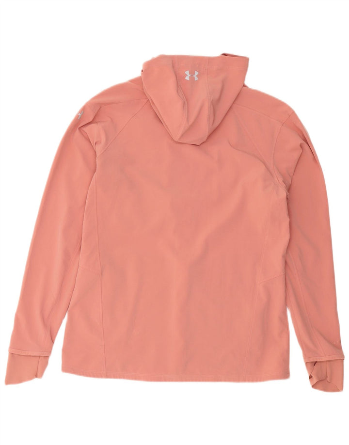 Under Armour Womens Hooded Tracksuit Top Jacket UK 14 Medium Pink Polyester