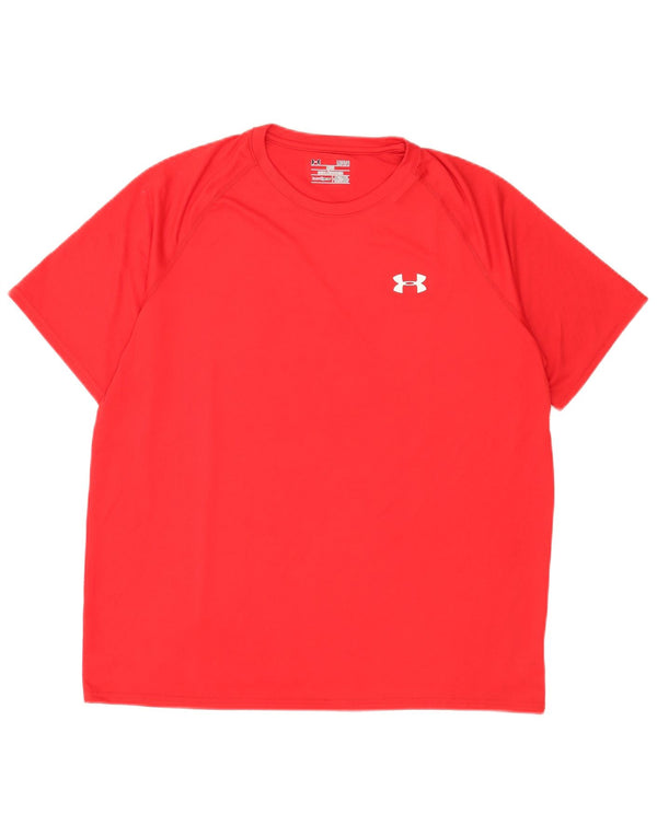 Under Armour Mens Heat Gear T-Shirt Top Large Red Polyester