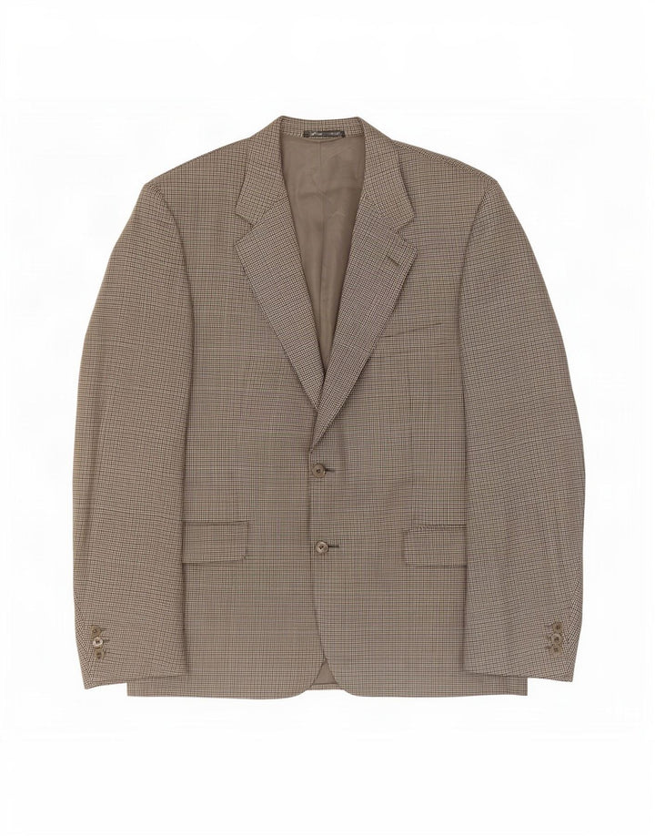 Corneliani Mens 2 Button Blazer Jacket IT 54 2XL Grey Houndstooth