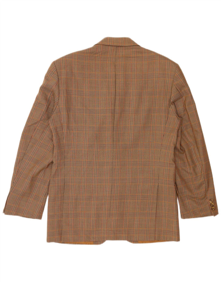 Marks & Spencer Mens 2 Button Blazer Jacket UK 38 Medium Beige Houndstooth