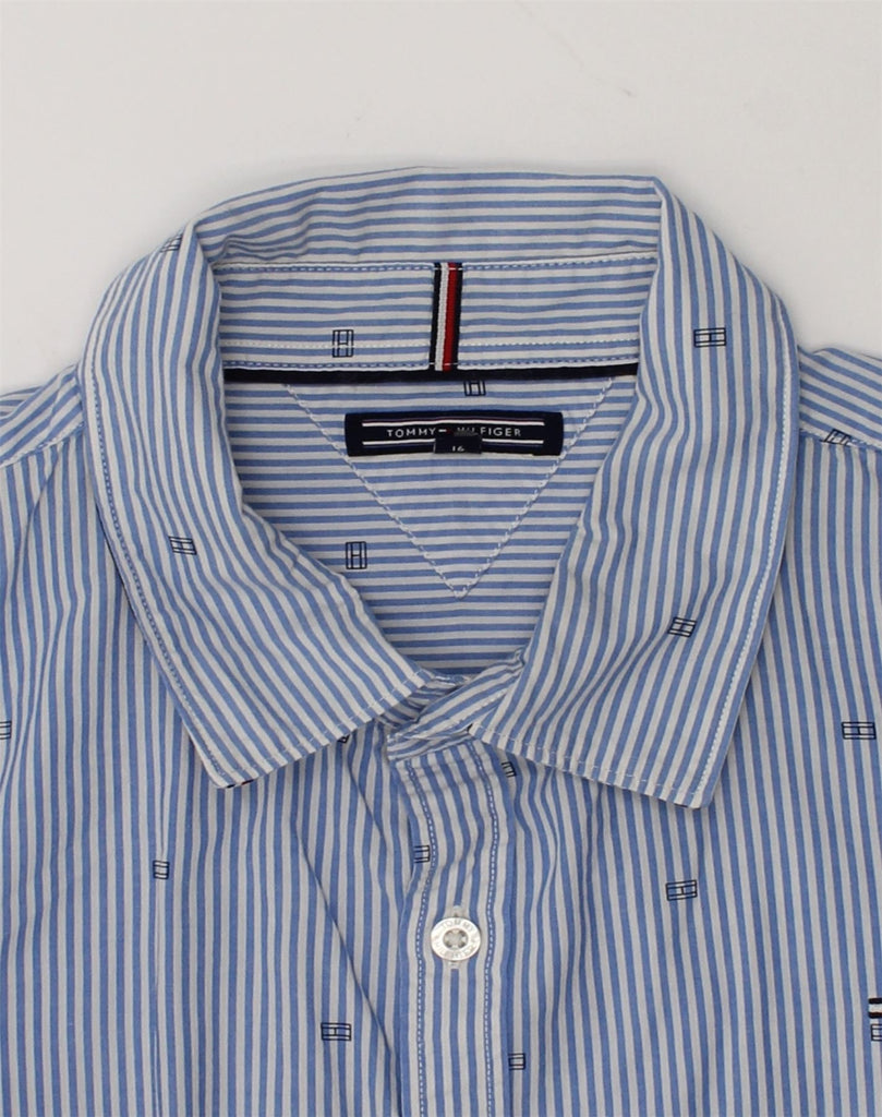 TOMMY HILFIGER Boys Shirt 15-16 Years Blue Striped Cotton | Vintage Tommy Hilfiger | Thrift | Second-Hand Tommy Hilfiger | Used Clothing | Messina Hembry 