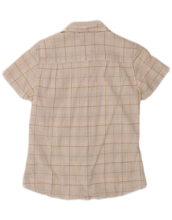 Patagonia Womens Short Sleeve Classic Fit Shirt US 4 Small Beige Check
