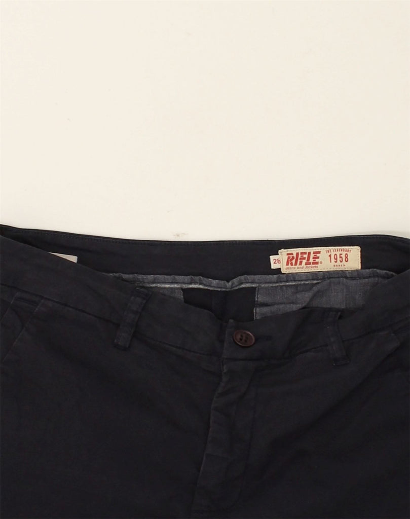 RIFLE Womens Slim Chino Trousers W28 L26 Navy Blue Cotton | Vintage Rifle | Thrift | Second-Hand Rifle | Used Clothing | Messina Hembry 