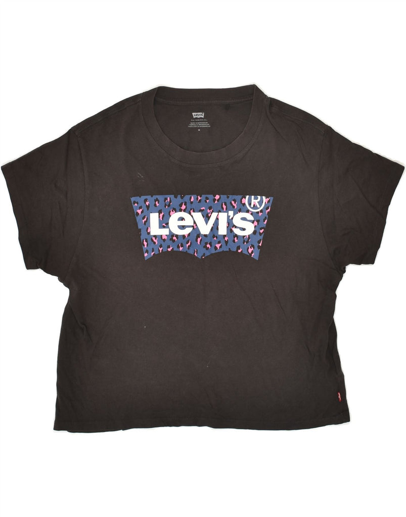 LEVI'S Womens Graphic T-Shirt Top UK 14 Medium Black Cotton | Vintage Levi's | Thrift | Second-Hand Levi's | Used Clothing | Messina Hembry 