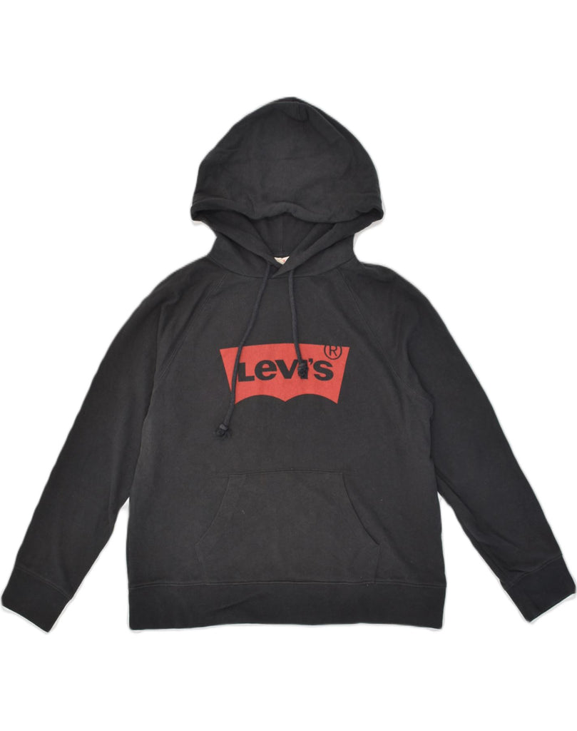 LEVI'S Womens Graphic Hoodie Jumper UK 16 Large Black Cotton | Vintage Levi's | Thrift | Second-Hand Levi's | Used Clothing | Messina Hembry 