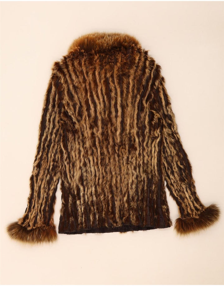Vintage Womens Reversible Fur Jacket UK 12 Medium Brown