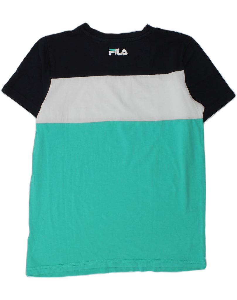 FILA Boys Graphic T-Shirt Top 13-14 Years Green Colourblock | Vintage Fila | Thrift | Second-Hand Fila | Used Clothing | Messina Hembry 