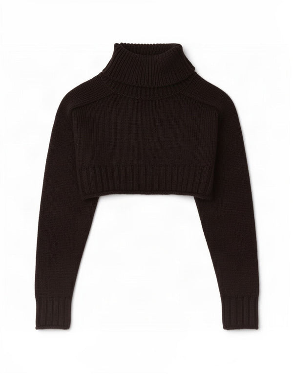 Zara Womens Crop Oversized Roll Neck Jumper Sweater UK 10 Small Black