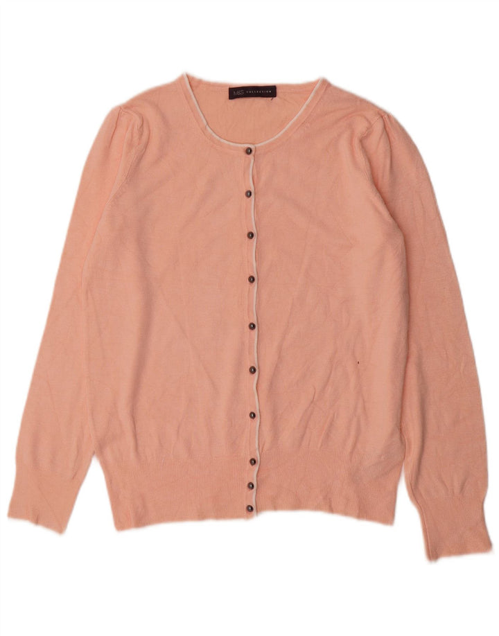 Marks & Spencer Womens Cardigan Sweater UK 12 Medium Pink Viscose