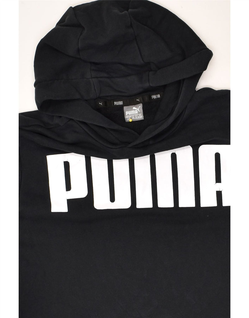 PUMA Boys Graphic Hoodie Jumper 11-12 Years Black Cotton | Vintage Puma | Thrift | Second-Hand Puma | Used Clothing | Messina Hembry 