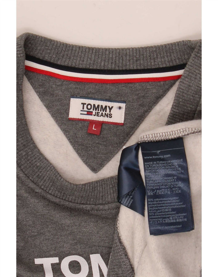 Tommy Hilfiger Mens Graphic Sweatshirt Jumper Large Grey Cotton