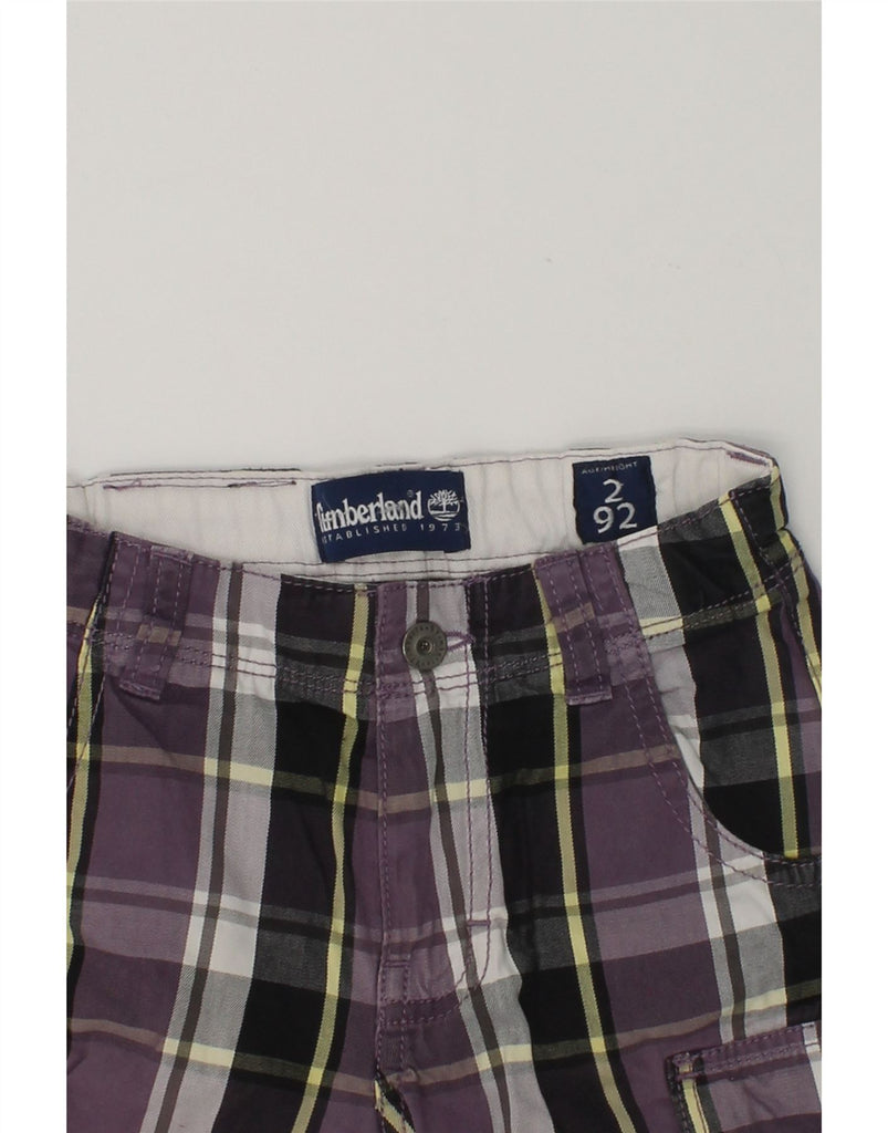 TIMBERLAND Baby Boys Cargo Shorts 18-24 Months W18  Purple Check Cotton | Vintage Timberland | Thrift | Second-Hand Timberland | Used Clothing | Messina Hembry 