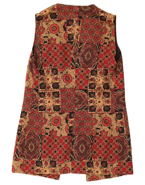 Vintage Womens Longline Waistcoat UK 12 Medium Red Floral