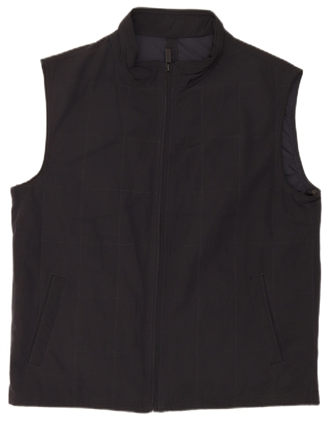Massimo Dutti Mens Gilet UK 42 XL Black Check Polyester