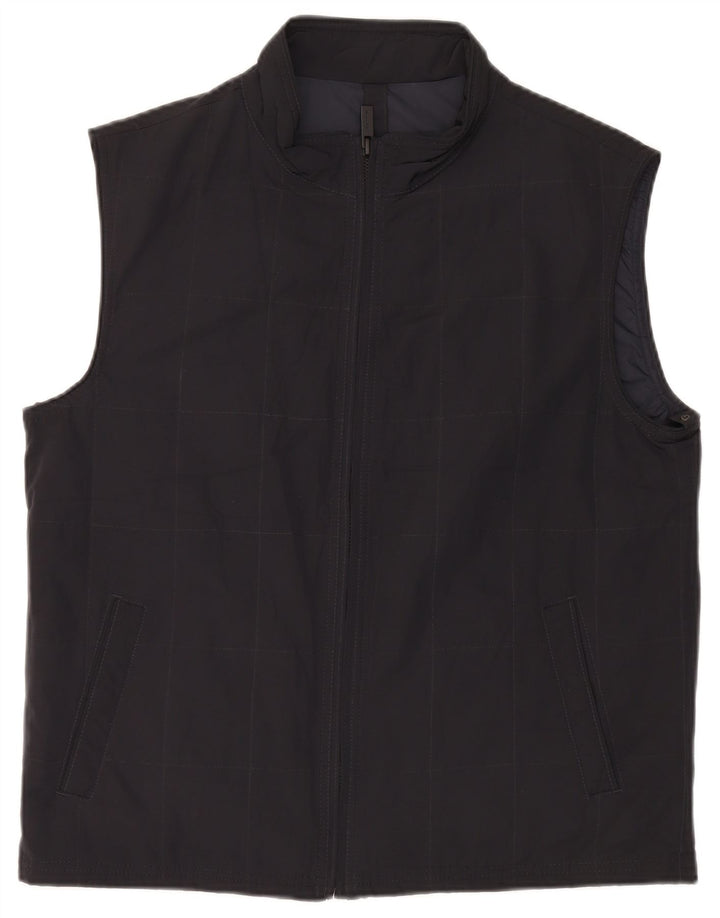 Massimo Dutti Mens Gilet UK 42 XL Black Check Polyester
