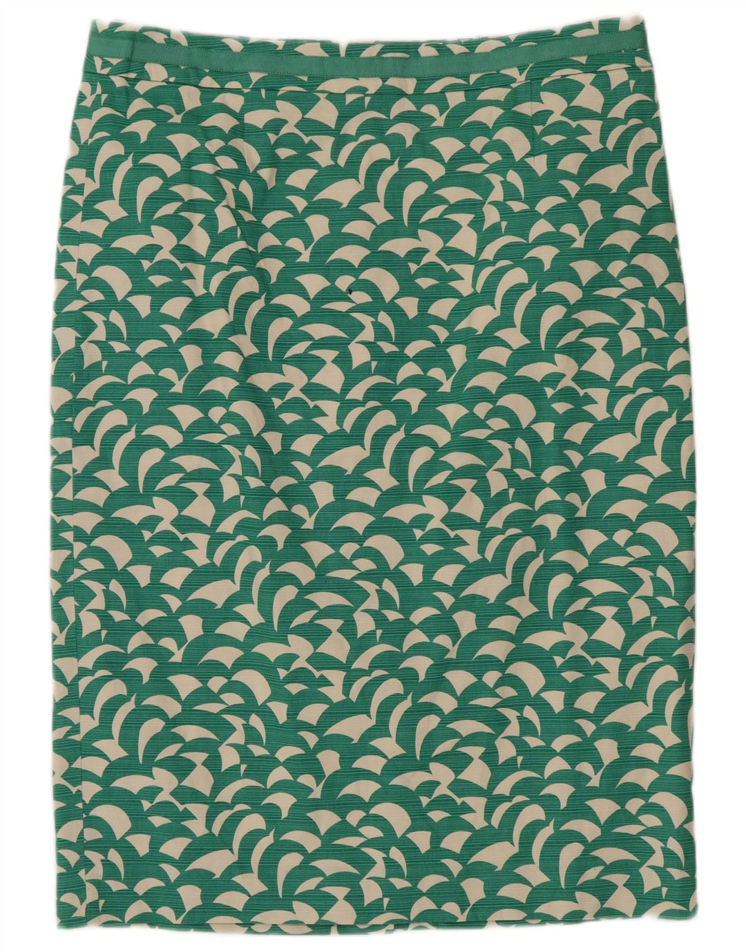Boden Womens Abstract Pattern Straight Skirt UK 14 Large W32 Green Cotton